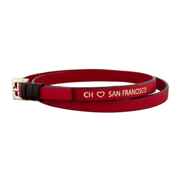 NWT CH Carolina Herrera Red Leather Wrap Bracelet - Picture 1 of 7